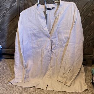 Premise Women's Light Beige linen button down Blouse, NWOT